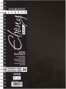 Ebony Скицник со тврд повез А4 - Црна хартија (160г)