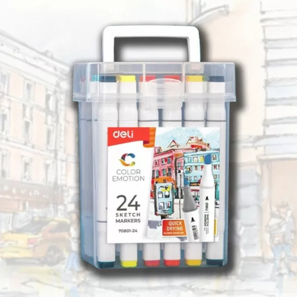 set na Deli markeri 24 boi kutija sketch markers